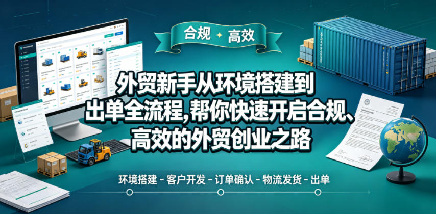 外贸新手从环境搭建到出单全流程，帮你快速开启合规、高效的外贸创业之路-九节课