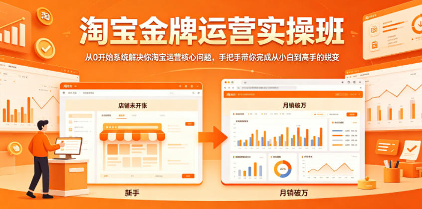 淘宝金牌运营实操班，从0开始系统解决你淘宝运营核心问题，手把手带你完成从小白到高手的蜕变-九节课