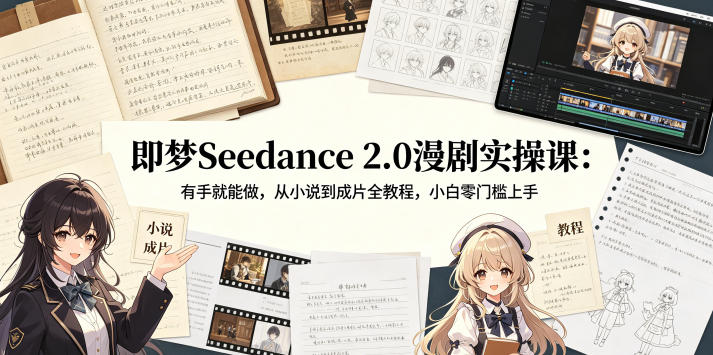 即梦Seedance 2.0漫剧实操课：有手就能做，从小说到成片全教程，小白零门槛上手-九节课