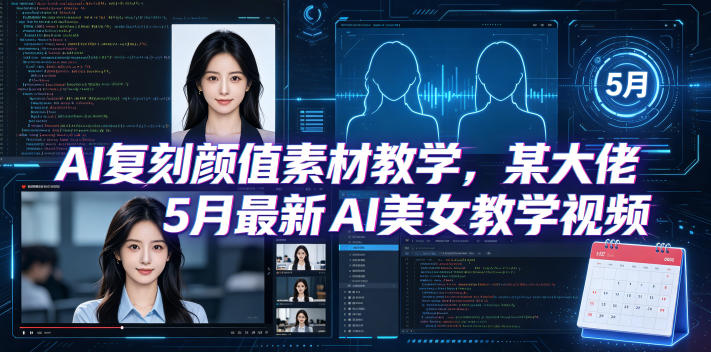 AI复刻颜值素材教学，某大佬5月最新AI美女教学视频，内含4月好物复刻教学-九节课
