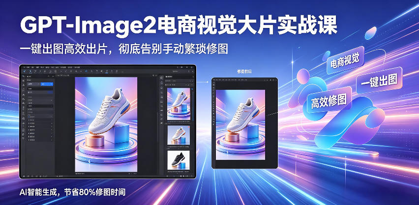 GPT-Image2电商视觉大片实战课，一键出图高效出片，彻底告别手动繁琐修图-九节课
