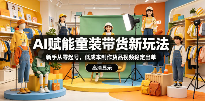 AI赋能童装带货新玩法，新手从零起号，低成本制作货品视频稳定出单-九节课
