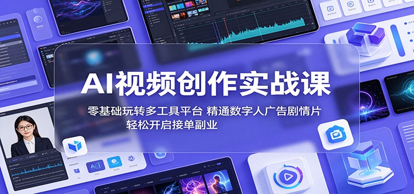 AI视频创作实战课：零基础玩转多工具平台，精通数字人广告、剧情片，轻松开启接单副业-九节课
