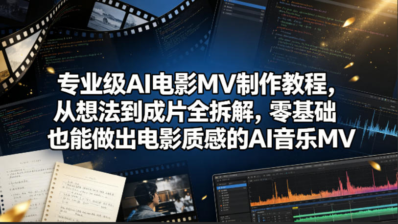 专业级AI电影MV制作教程，从想法到成片全拆解，零基础也能做出电影质感的AI音乐MV-九节课