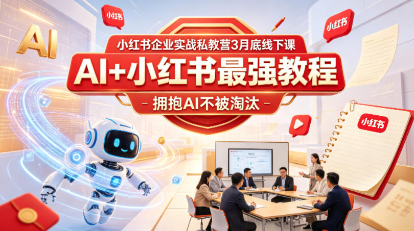 小红书企业实战私教营3月底线下课，AI+小红书最强教程，拥抱AI不被淘汰-九节课
