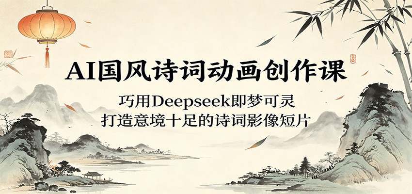 AI国风诗词动画创作课：巧用Deepseek即梦可灵，打造意境十足的诗词影像短片-九节课