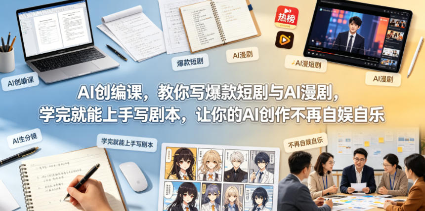 AI创编课，教你写爆款短剧与AI漫剧，学完就能上手写剧本，让你的AI创作不再自娱自乐-九节课