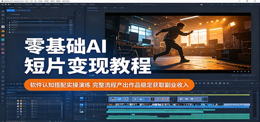 零基础AI短片变现教程：软件认知搭配实操演练，完整流程产出作品稳定获取副业收入-九节课