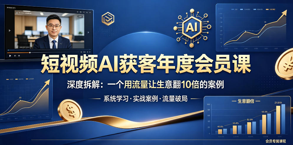 短视频AI获客年度会员课，深度拆解，一个用流量让生意翻10倍的案例-九节课