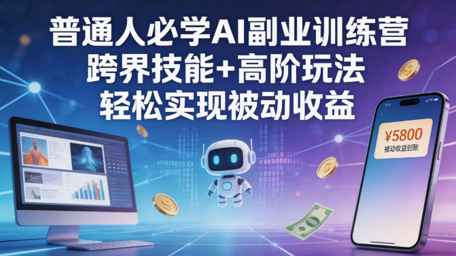 普通人必学AI副业训练营跨界技能+高阶玩法轻松实现被动收益-九节课