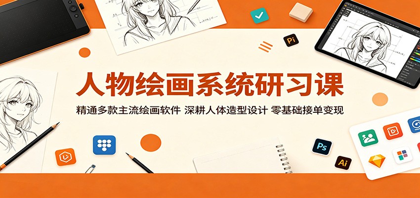 人物绘画系统研习课：精通多款主流绘画软件，深耕人体造型设计，零基础接单变现-九节课