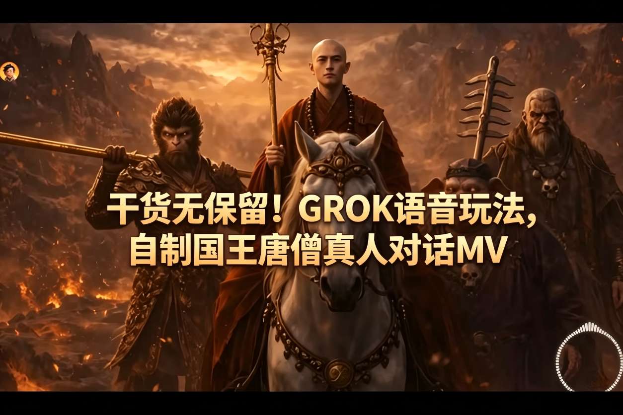 干货无保留！GROK语音玩法，自制国王唐僧真人对话MV-九节课