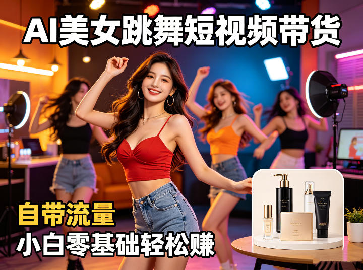 AI美女跳舞短视频带货：自带流量，小白零基础轻松賺，详细拆解-九节课