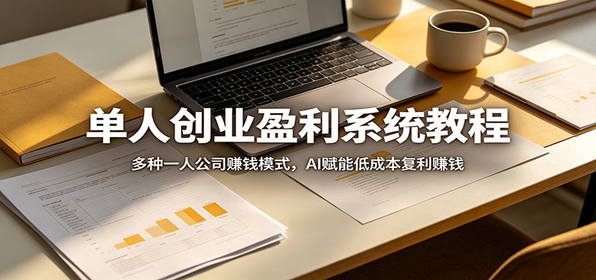 单人创业盈利系统教程：多种一人公司赚钱模式，AI赋能低成本复利赚钱-九节课