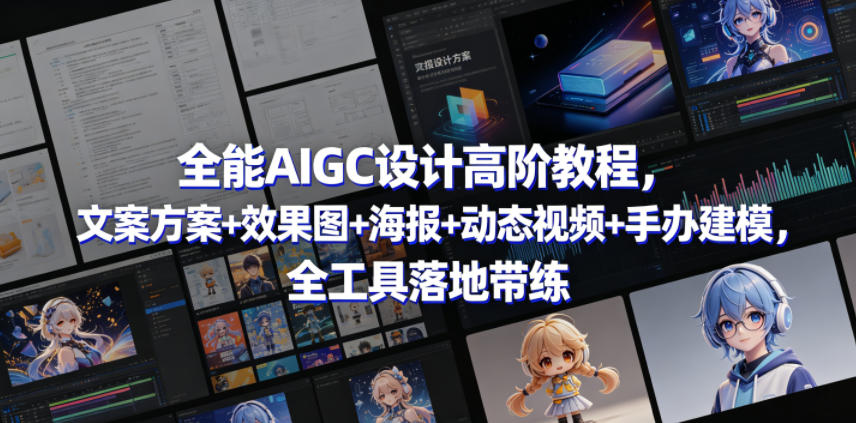 全能AIGC设计高阶教程，文案方案+效果图+海报+动态视频+手办建模，全工具落地带练-九节课