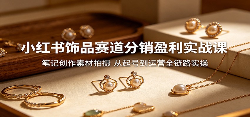 小红书饰品赛道分销盈利实战课：笔记创作素材拍摄，从起号到运营全链路实操-九节课