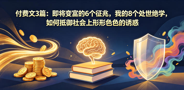 付费文3篇：即将变富的6个征兆，我的8个处世绝学，如何抵御社会上形形色色的诱惑-九节课