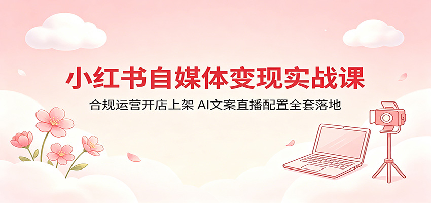小红书自媒体变现实战课：合规运营开店上架，AI文案直播配置全套落地-九节课