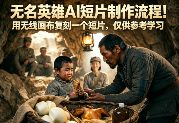 无名英雄AI短片制作流程！用无线画布复刻一个短片，仅供参考学习-九节课