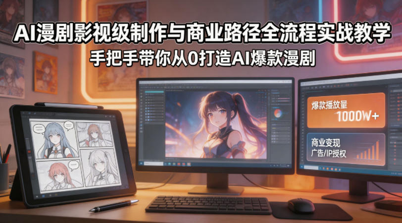 AI漫剧影视级制作与商业路径全流程实战教学，手带你从0打造AI爆款漫剧-九节课