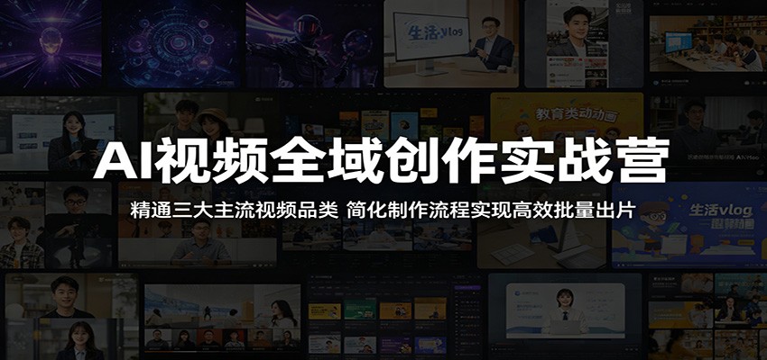 AI视频全域创作实战营：精通三大主流视频品类，简化制作流程实现高效批量出片-九节课