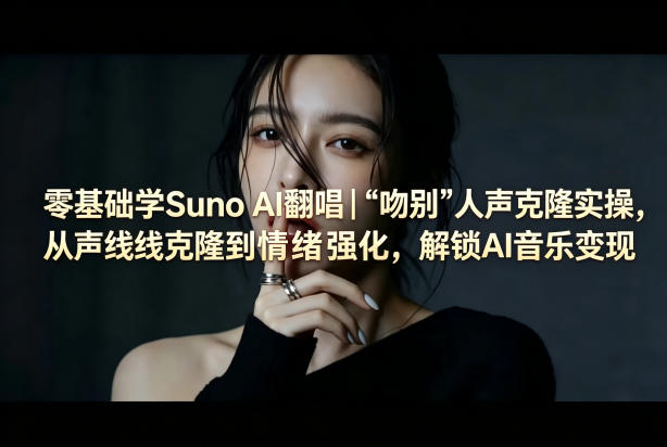 零基础学Suno AI翻唱｜《吻别》人声克隆实操，从声线克隆到情绪强化，解锁AI音乐变现-九节课