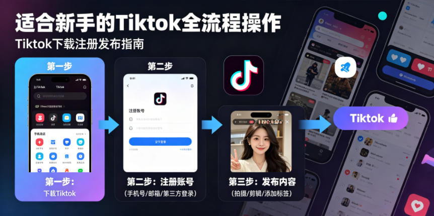 Tiktok下载注册发布，适合新手的Tiktok全流程操作-九节课