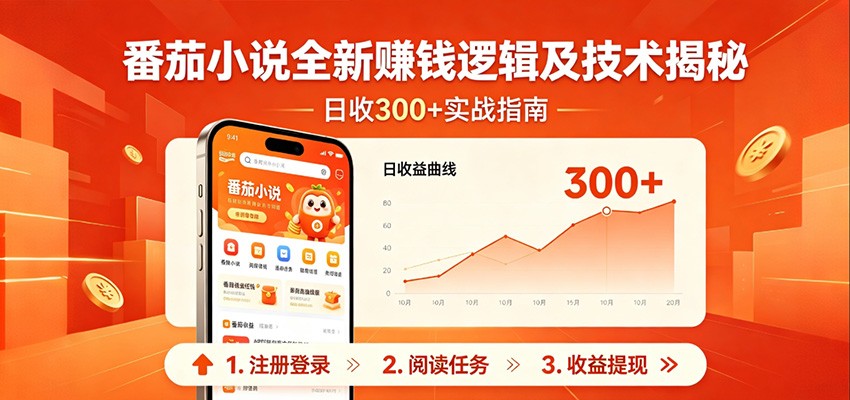 番茄小说全新赚钱逻辑及技术日收300+，小白新书皆可做！无脑赚就行了！-九节课