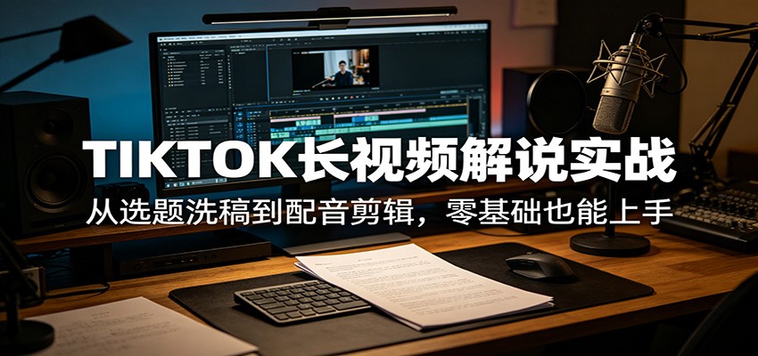 TIKTOK长视频解说实战：从选题洗稿到配音剪辑，零基础也能上手-九节课
