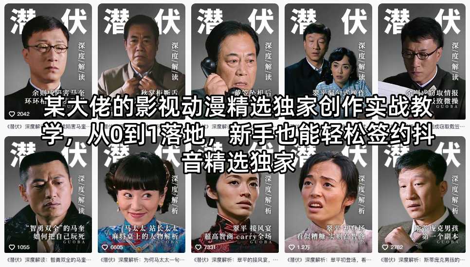 某大佬的影视动漫精选独家创作实战教学，从0到1落地，新手也能轻松签约抖音精选独家-九节课