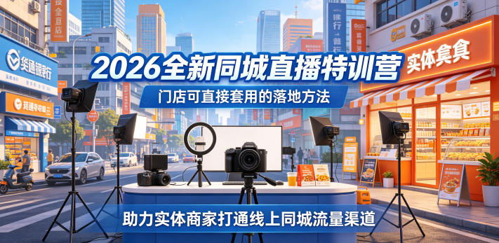 2026全新同城直播特训营，门店可直接套用的落地方法，助力实体商家打通线上同城流量渠道-九节课