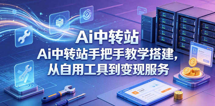 Ai中转站手把手教学搭建，从自用工具到变现服务-九节课