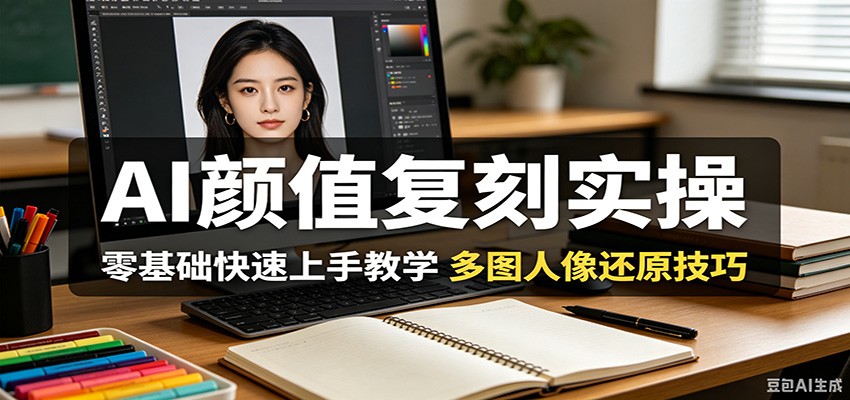 AI颜值复刻实操，零基础快速上手教学，多图人像还原技巧-九节课