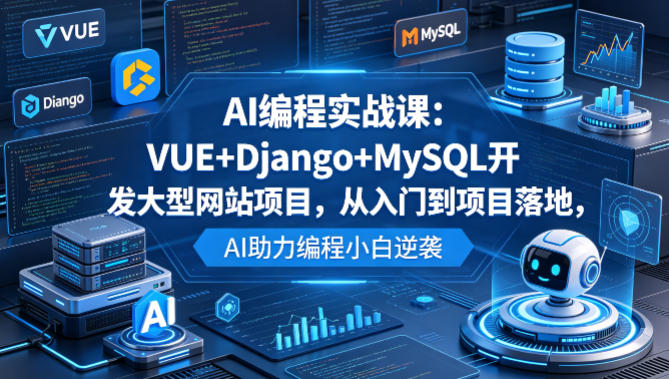 AI编程实战课：VUE+Django+MySQL开发大型网站项目，从入门到项目落地，AI助力编程小白逆袭-九节课