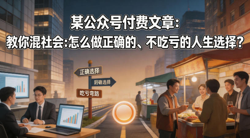 某公众号付费文章：教你混社会：怎么做正确的、不吃亏的人生选择？-九节课