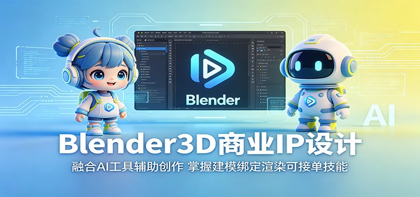 Blender3D商业IP设计：融合AI工具辅助创作，掌握建模绑定渲染可接单技能-九节课