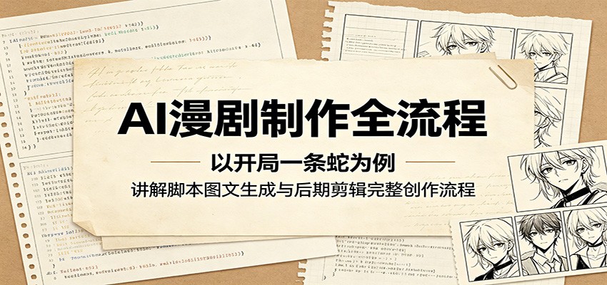 AI漫剧制作全流程：以开局一条蛇为例，讲解脚本图文生成与后期剪辑完整创作流程-九节课