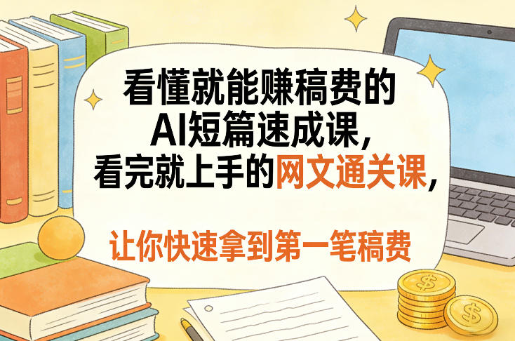 看懂就能賺稿费的AI短篇速成课，看完就上手的网文通关课，让你快速拿到第一笔稿费（更新5月）-九节课