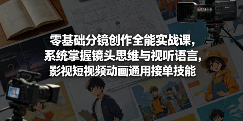 零基础分镜创作全能实战课，系统掌握镜头思维与视听语言，影视短视频动画通用接单技能-九节课