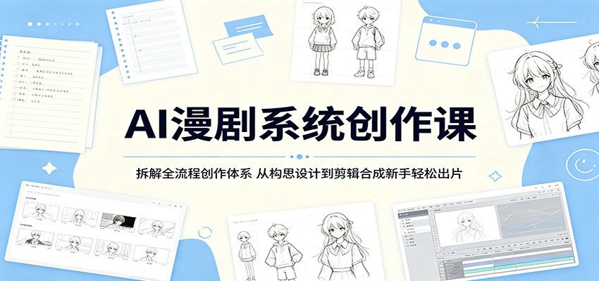 AI漫剧系统创作课：拆解全流程创作体系，从构思设计到剪辑合成新手轻松出片-九节课