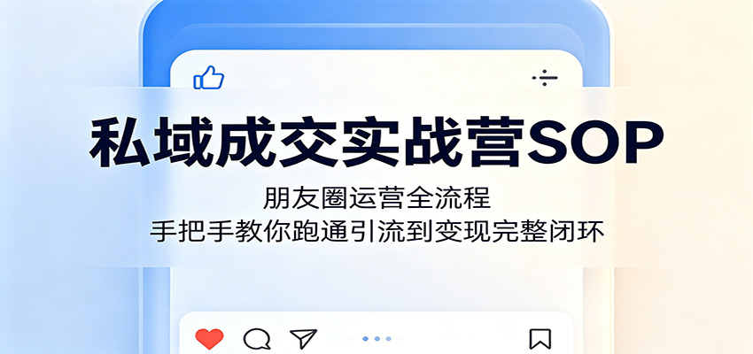 私域成交实战营SOP：朋友圈运营全流程，手把手教你跑通引流到变现完整闭环-九节课