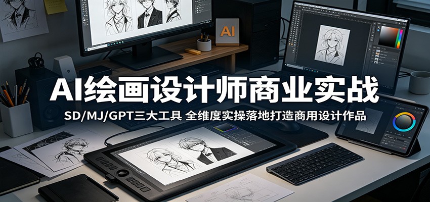AI绘画设计师商业实战：SD/MJ/GPT三大工具，全维度实操落地打造商用设计作品-九节课