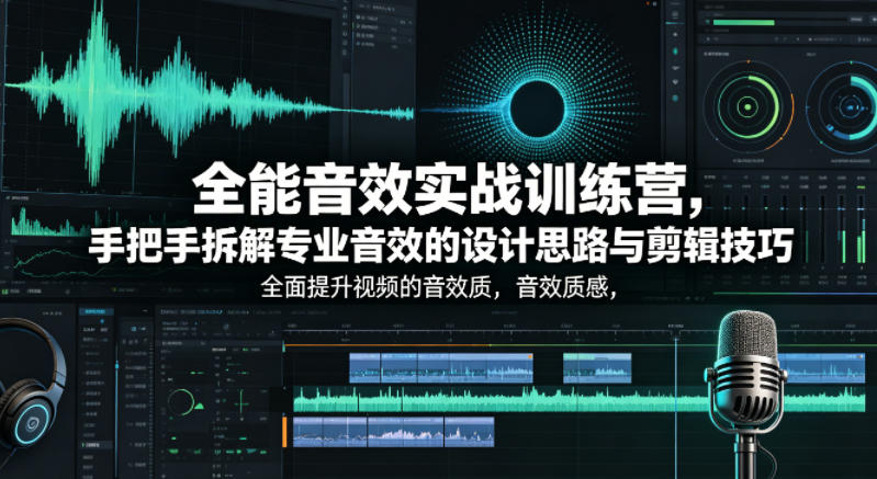 全能音效实战训练营，手把手拆解专业音效的设计思路与剪辑技巧，全面提升视频的音效质感-九节课