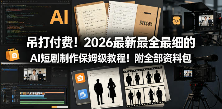 吊打付费！2026最新最全最细的AI短剧制作保姆级教程！附全部资料包-九节课
