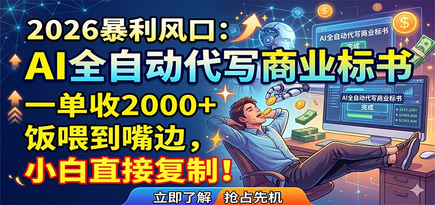 AI全自动代写商业标书，一单收2000+，饭喂到嘴边，小白直接复制-九节课
