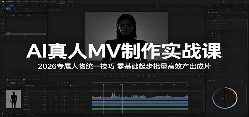 AI真人MV制作实战课：2026专属人物统一技巧，零基础起步批量高效产出成片-九节课