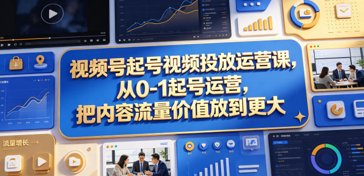 视频号起号视频投放运营课，从0-1起号运营，把内容流量价值放到更大-九节课