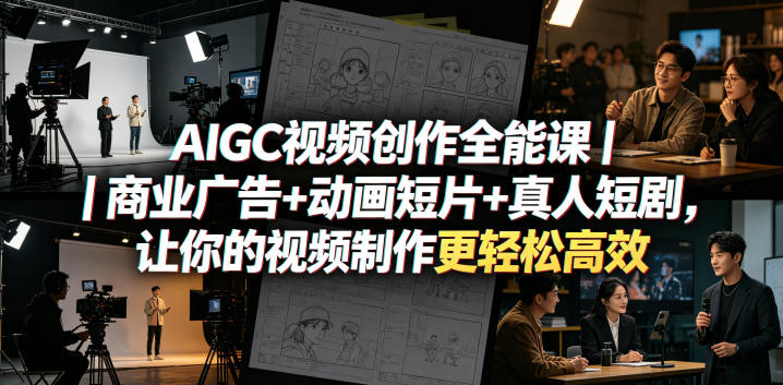 AIGC视频创作全能课｜商业广告+动画短片+真人短剧，让你的视频制作更轻松高效-九节课