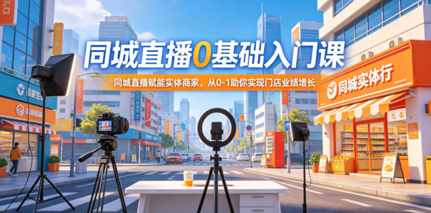 同城直播0基础入门课，同城直播赋能实体商家，从0-1助你实现门店业绩增长-九节课