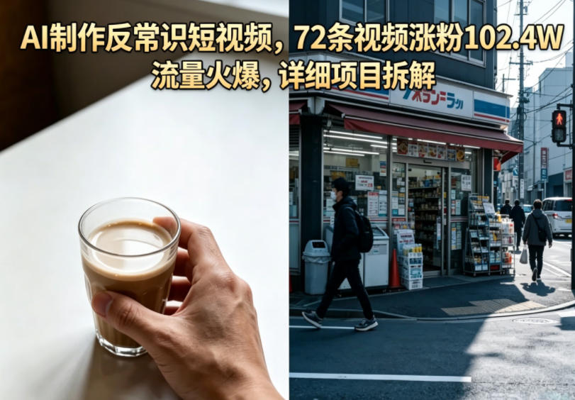 AI制作反常识短视频，72条视频涨粉102.4W，流量火爆，详细项目拆解-九节课